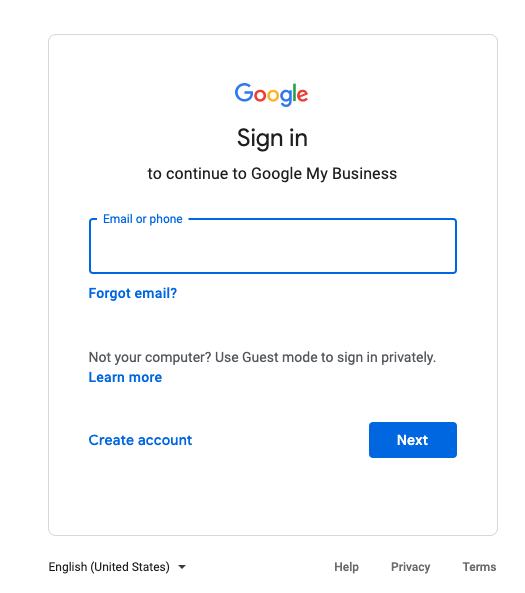 google my business login password reset